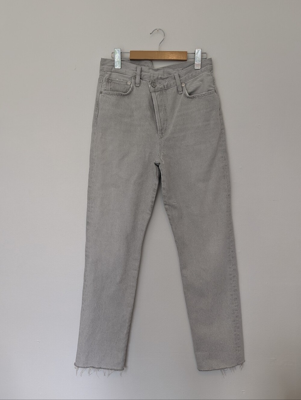 AGOLDE Criss Cross Upsized Straight Leg Jeans Light Grey Wash Size 27